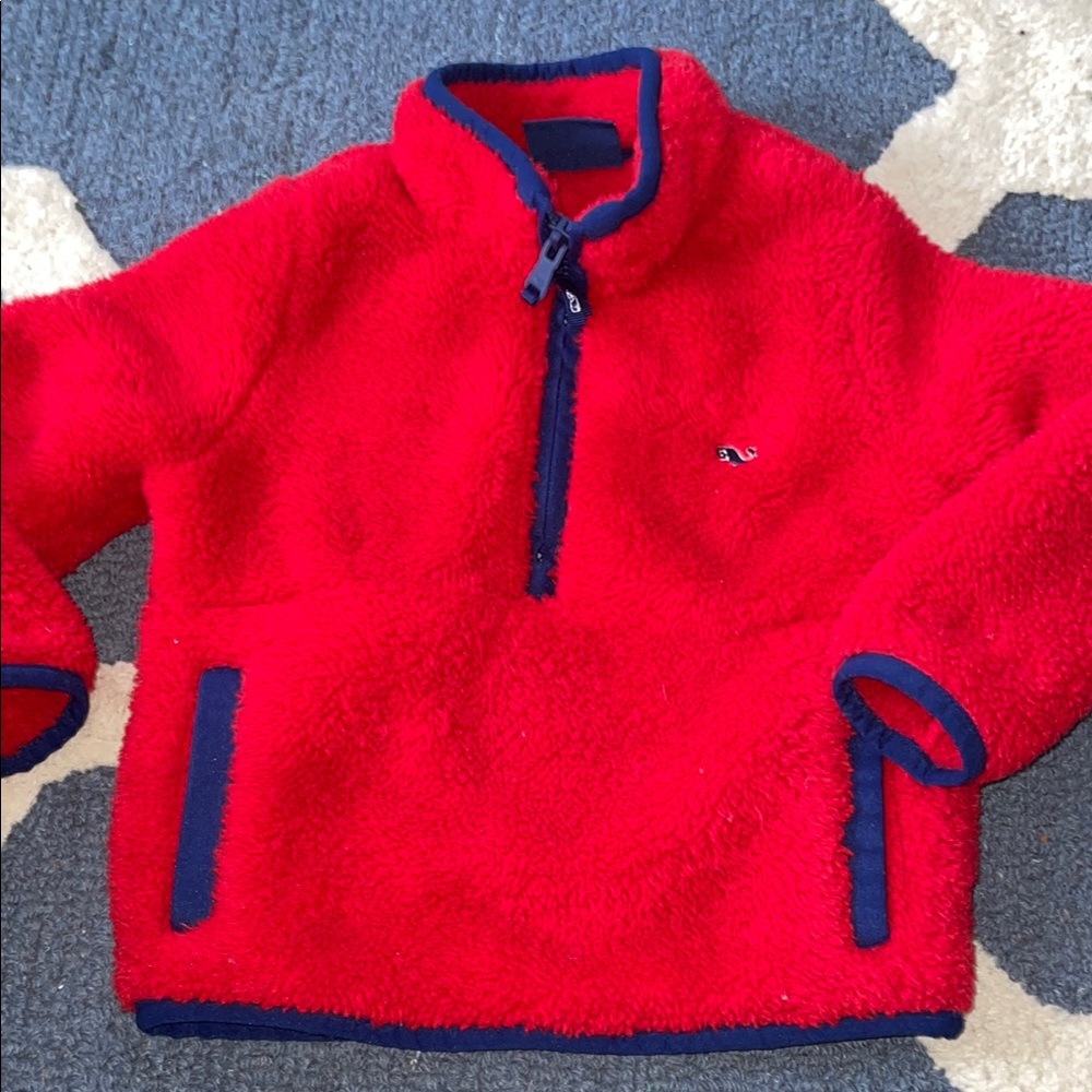 Vineyard Vines Red and Blue Kids Fleece Pullover